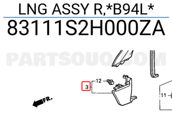 Honda 83111S2H000ZA LNG ASSY R,*B94L*