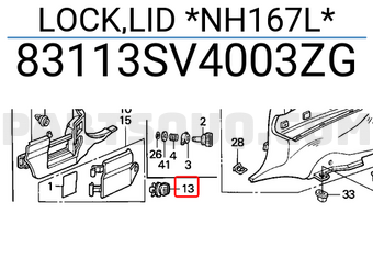 Honda 83113SV4003ZG LOCK,LID *NH167L*