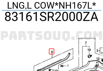 Honda 83161SR2000ZA LNG,L COW*NH167L*