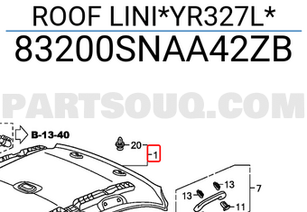Honda 83200SNAA42ZB ROOF LINI*YR327L*