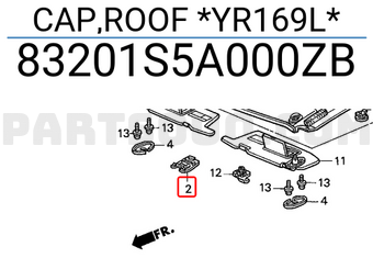 Honda 83201S5A000ZB CAP,ROOF *YR169L*