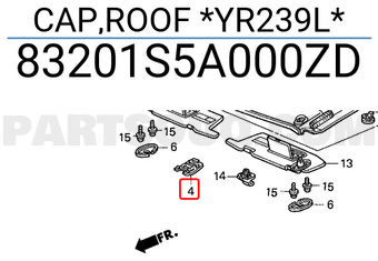 Honda 83201S5A000ZD CAP,ROOF *YR239L*