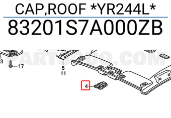 Honda 83201S7A000ZB CAP,ROOF *YR244L*