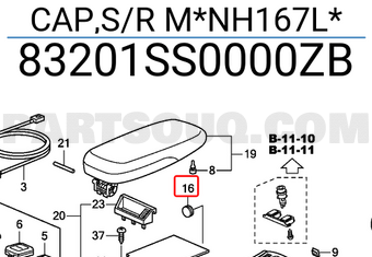 Honda 83201SS0000ZB CAP,S/R M*NH167L*