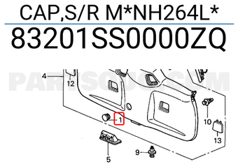Honda 83201SS0000ZQ CAP,S/R M*NH264L*