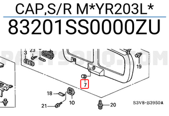 Honda 83201SS0000ZU CAP,S/R M*YR203L*