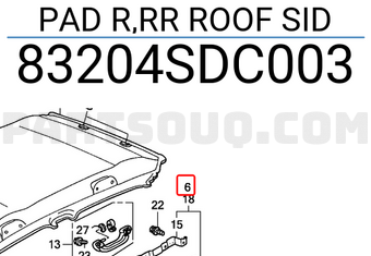 Honda 83204SDC003 PAD R,RR ROOF SID