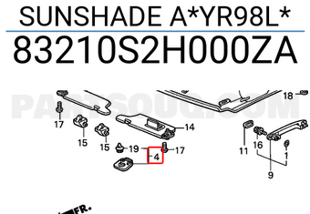 Honda 83210S2H000ZA SUNSHADE A*YR98L*