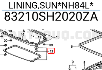 Honda 83210SH2020ZA LINING,SUN*NH84L*