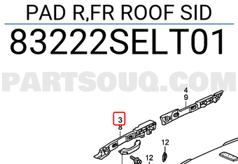 Honda 83222SELT01 PAD R,FR ROOF SID