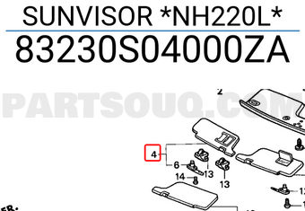 Honda 83230S04000ZA SUNVISOR *NH220L*