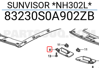 Honda 83230S0A902ZB SUNVISOR *NH302L*