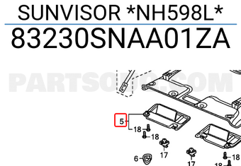 Honda 83230SNAA01ZA SUNVISOR *NH598L*