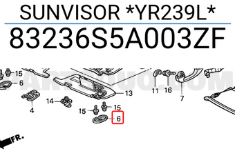 Honda 83236S5A003ZF SUNVISOR *YR239L*