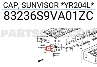 Honda 83236S9VA01ZC CAP, SUNVISOR *YR204L*