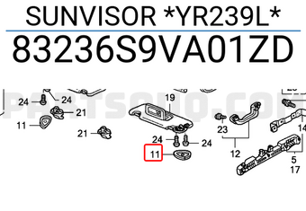 Honda 83236S9VA01ZD SUNVISOR *YR239L*