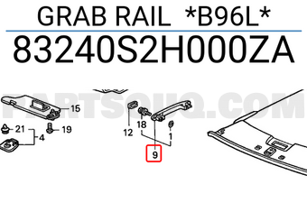 Honda 83240S2H000ZA GRAB RAIL *B96L*