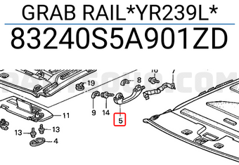 Honda 83240S5A901ZD GRAB RAIL*YR239L*