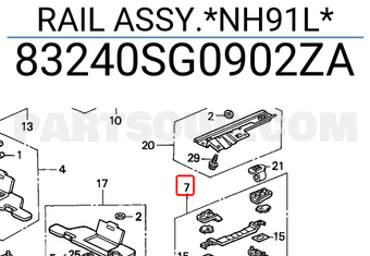Honda 83240SG0902ZA RAIL ASSY.*NH91L*