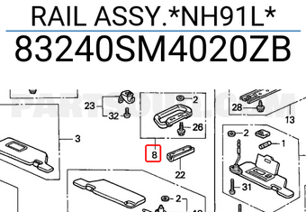 Honda 83240SM4020ZB RAIL ASSY.*NH91L*