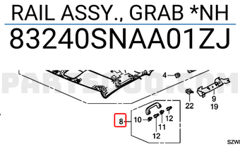 Honda 83240SNAA01ZJ RAIL ASSY., GRAB *NH