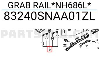 Honda 83240SNAA01ZL GRAB RAIL*NH686L*