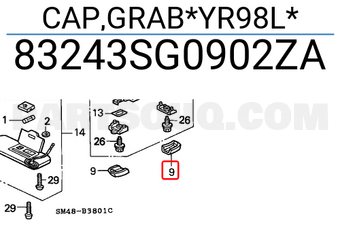 Honda 83243SG0902ZA CAP,GRAB*YR98L*