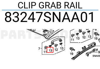 Honda 83247SNAA01 CLIP GRAB RAIL
