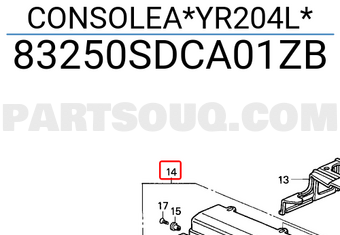 Honda 83250SDCA01ZB CONSOLEA*YR204L*