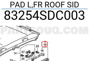 Honda 83254SDC003 PAD L,FR ROOF SID
