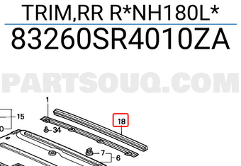 Honda 83260SR4010ZA TRIM,RR R*NH180L*