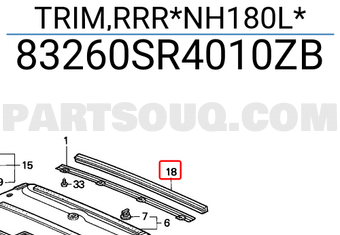 Honda 83260SR4010ZB TRIM,RRR*NH180L*