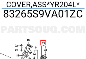 Honda 83265S9VA01ZC COVER,ASS*YR204L*