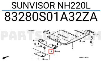 Honda 83280S01A32ZA SUNVISOR NH220L