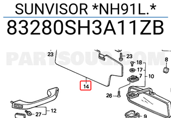 Honda 83280SH3A11ZB SUNVISOR *NH91L.*