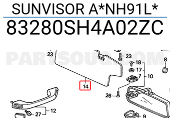 Honda 83280SH4A02ZC SUNVISOR A*NH91L*