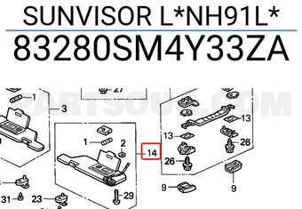 Honda 83280SM4Y33ZA SUNVISOR L*NH91L*