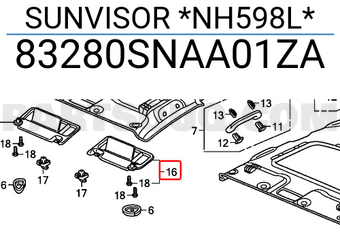 Honda 83280SNAA01ZA SUNVISOR *NH598L*