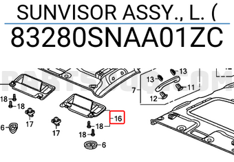 Honda 83280SNAA01ZC SUNVISOR ASSY., L. (