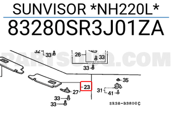Honda 83280SR3J01ZA SUNVISOR *NH220L*