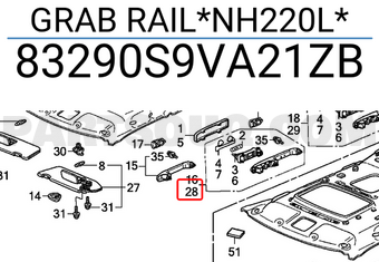 Honda 83290S9VA21ZB GRAB RAIL*NH220L*