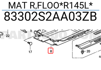 Honda 83302S2AA03ZB MAT R,FLOO*R145L*