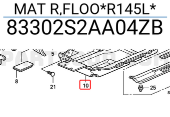 Honda 83302S2AA04ZB MAT R,FLOO*R145L*