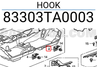 Honda 83303TA0003 HOOK
