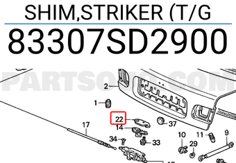 Honda 83307SD2900 SHIM,STRIKER (T/G