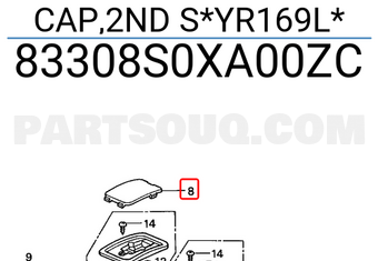 Honda 83308S0XA00ZC CAP,2ND S*YR169L*