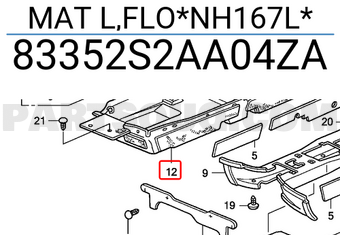 Honda 83352S2AA04ZA MAT L,FLO*NH167L*
