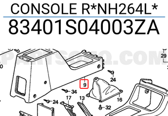 Honda 83401S04003ZA CONSOLE R*NH264L*