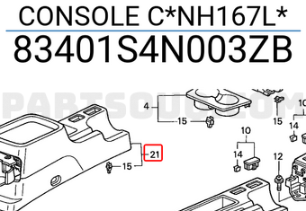 Honda 83401S4N003ZB CONSOLE C*NH167L*