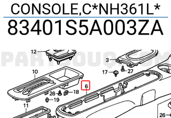 Honda 83401S5A003ZA CONSOLE,C*NH361L*